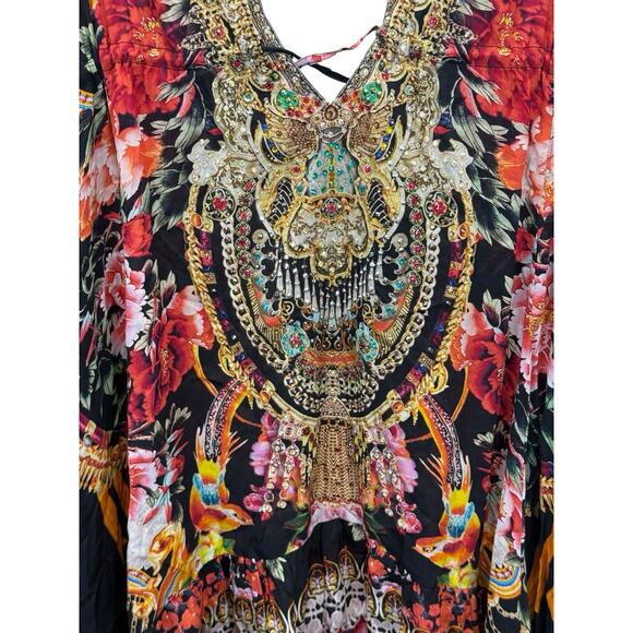 NWT Czarina Crystal Embellished Silk Blend Hi-Low Floral Maxi Dress S - Picture 10 of 16